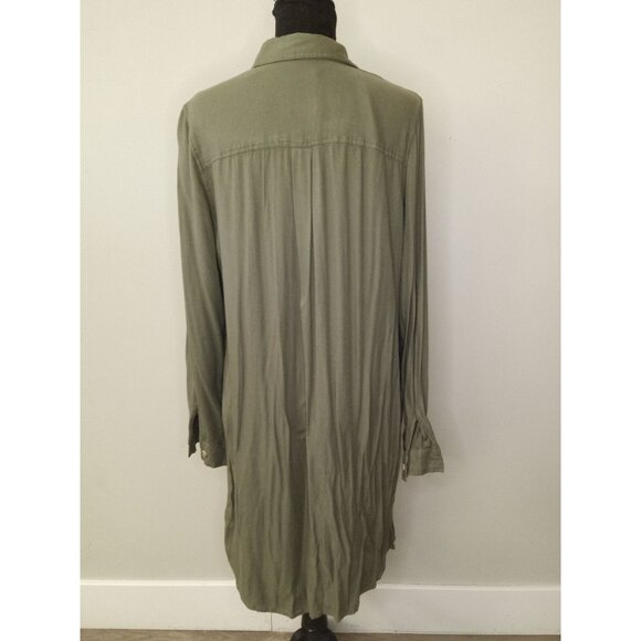So Olive Green Button Up Shirt Dress Size Large - Picture 3 of 6